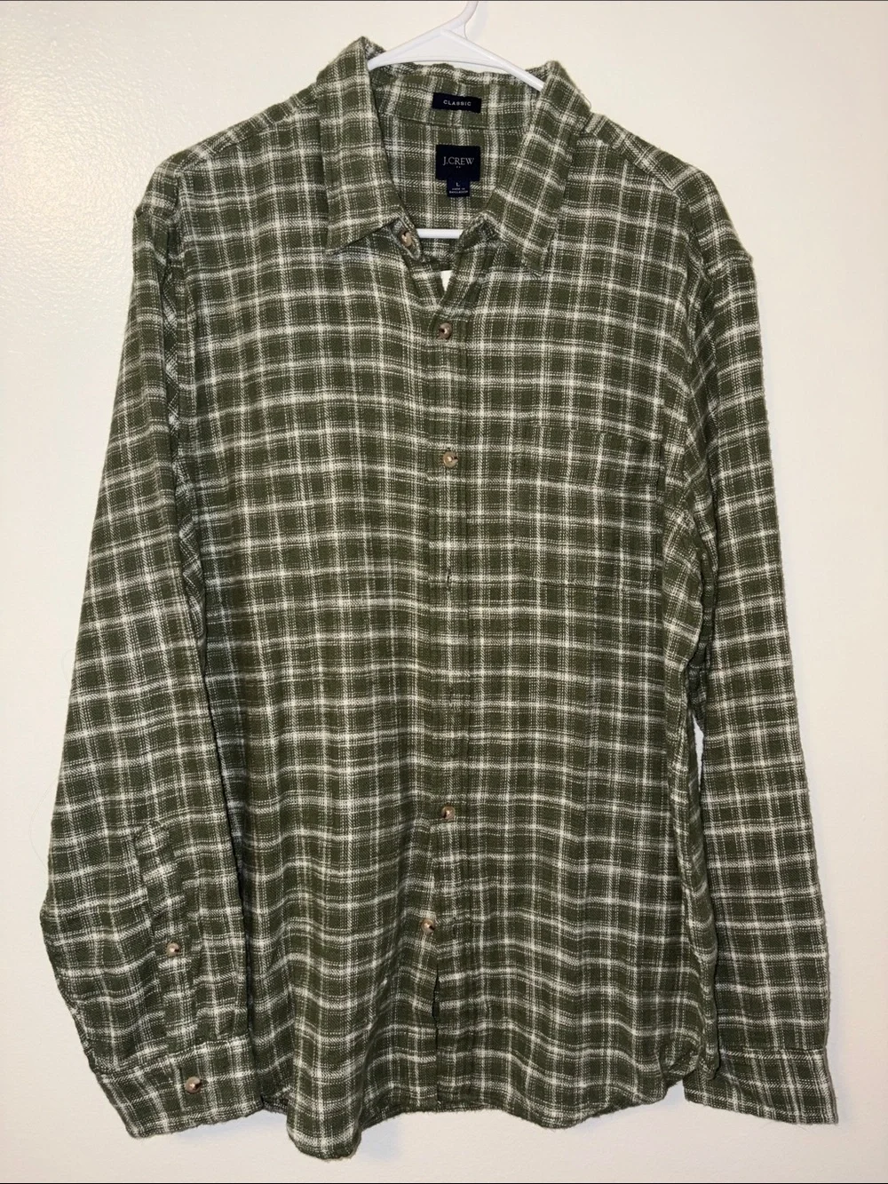 J. Crew Olive & White Plaid Flannel